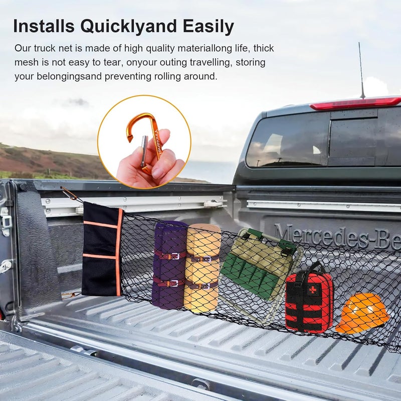 Yinnianets Envelope Style Truck Bed Cargo Net Compatible with 2005-2025 Toyota Tacoma,Highly Elastic Truck Cargo Net for Tacoma Accessories (Upgraded Storage Bag) - Image 3